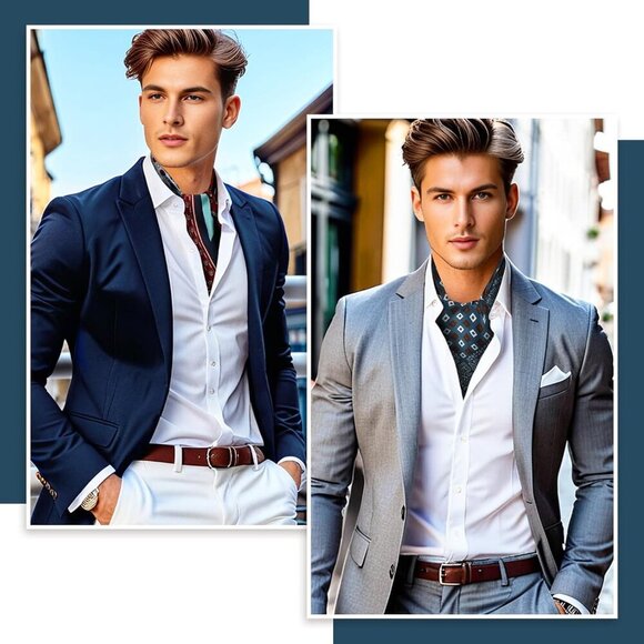 Mens Silk Feel Scarf 2 Pack, 27 Inch Neckerchief Ascot, Novelty Head Bandana Wra - Picture 4 of 6